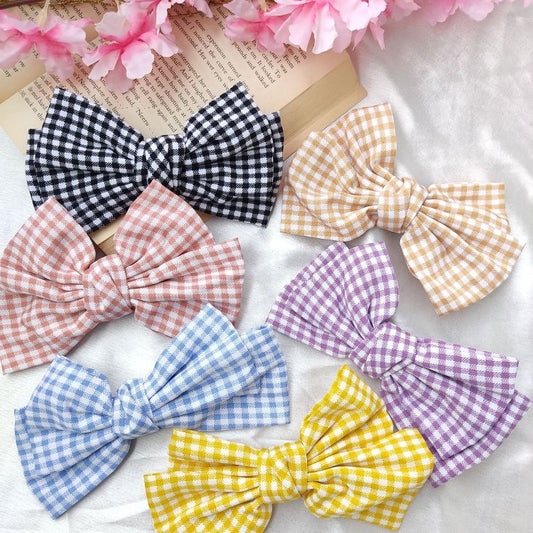 Checked Hair Bow Clip