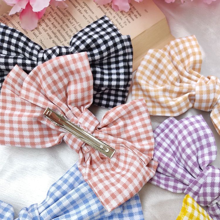 Checked Hair Bow Clip