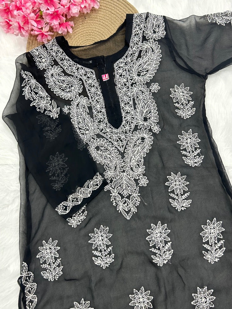 Georgette Chikankari Long Kurti