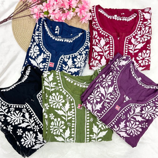 Modal Chikankari Long Kurti