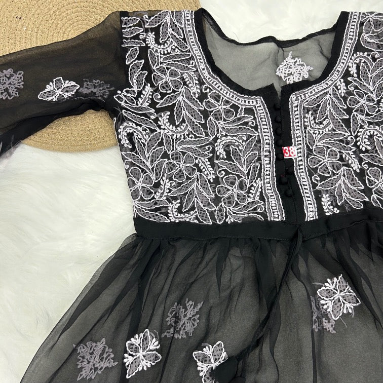 Georgette Chikankari Short Frock