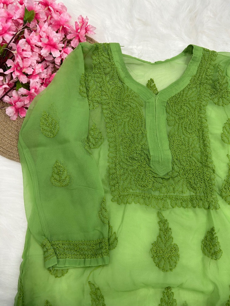 Georgette Chikankari Long Kurti