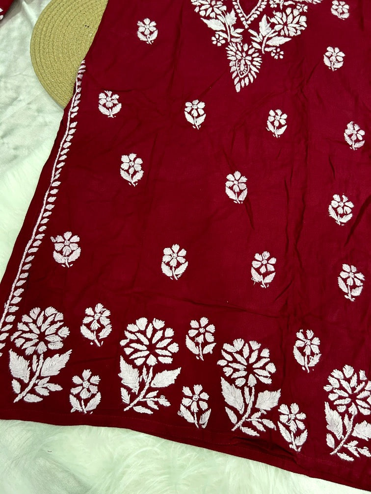 Modal Chikankari Long Kurti