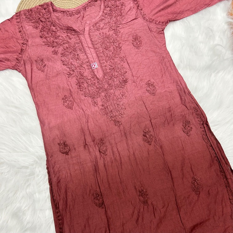 Ombre Chikankari Long Kurti