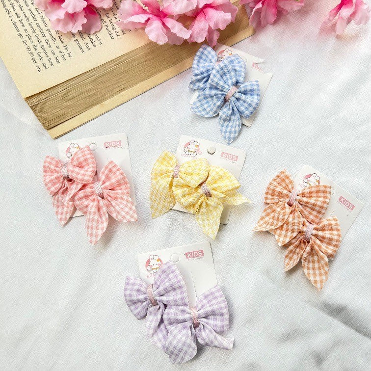 Mini Checked Hair Bow Clips