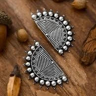 Oxidised Half Moon Studs