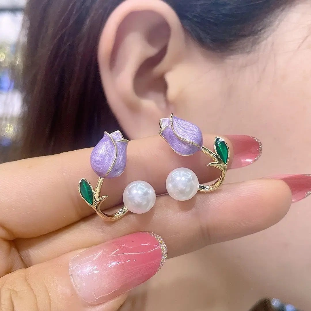 Korean Lilac Tulip Earrings