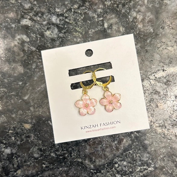 Pink Flower Earrings