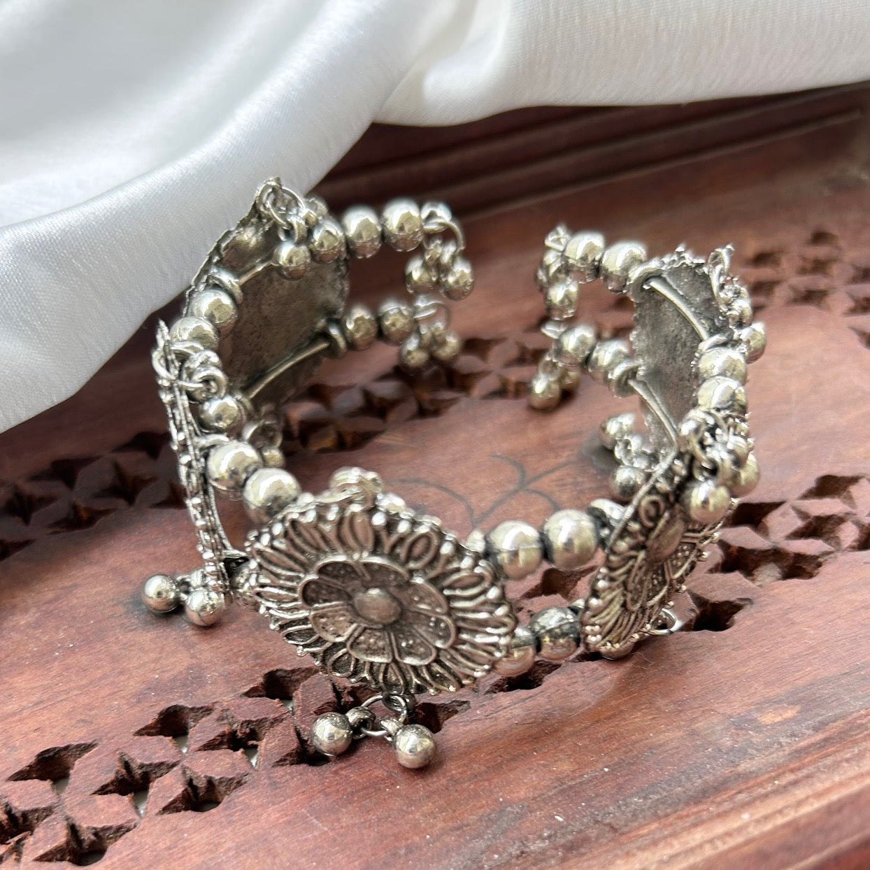 Oxidised Floral Bangle