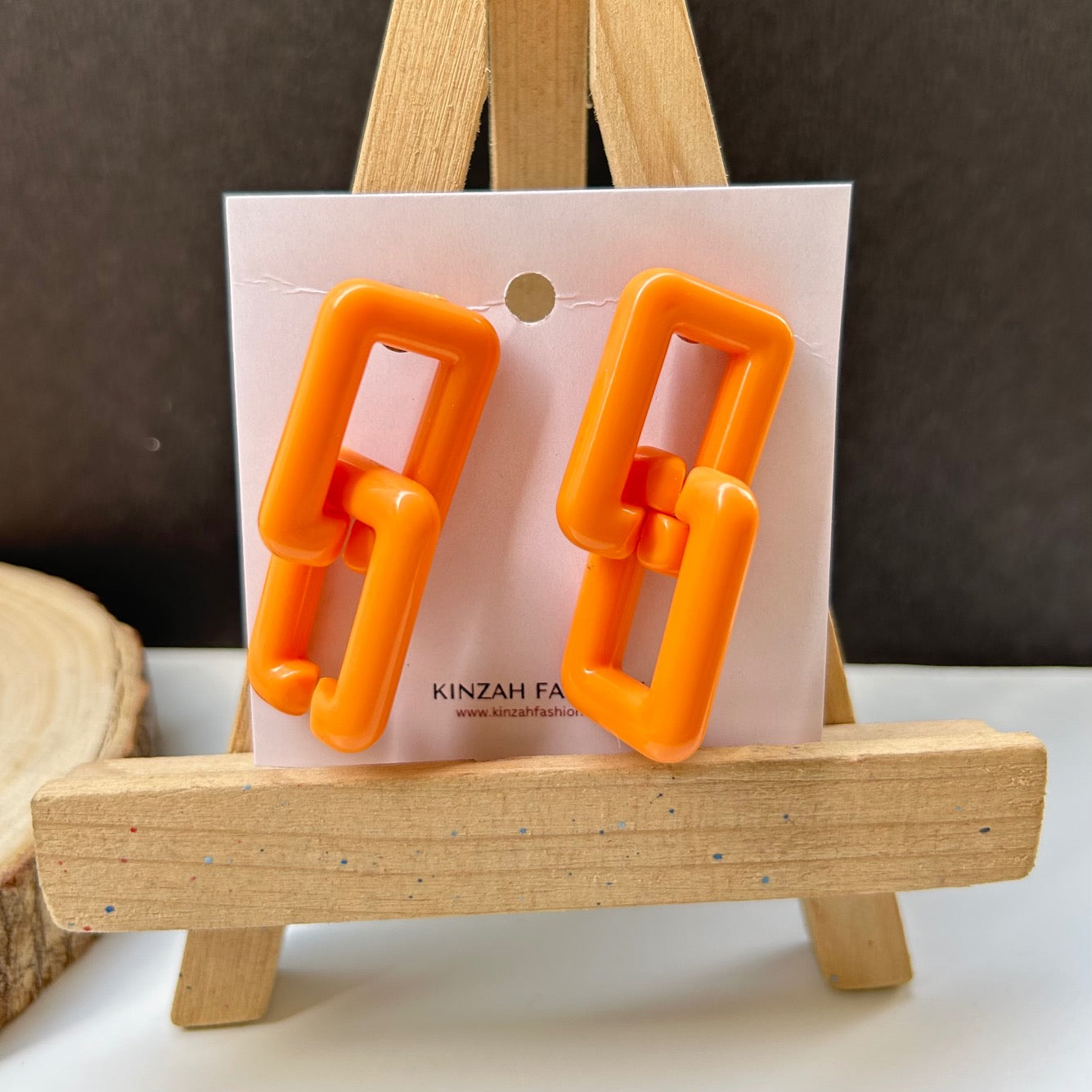 Orange Link Earrings