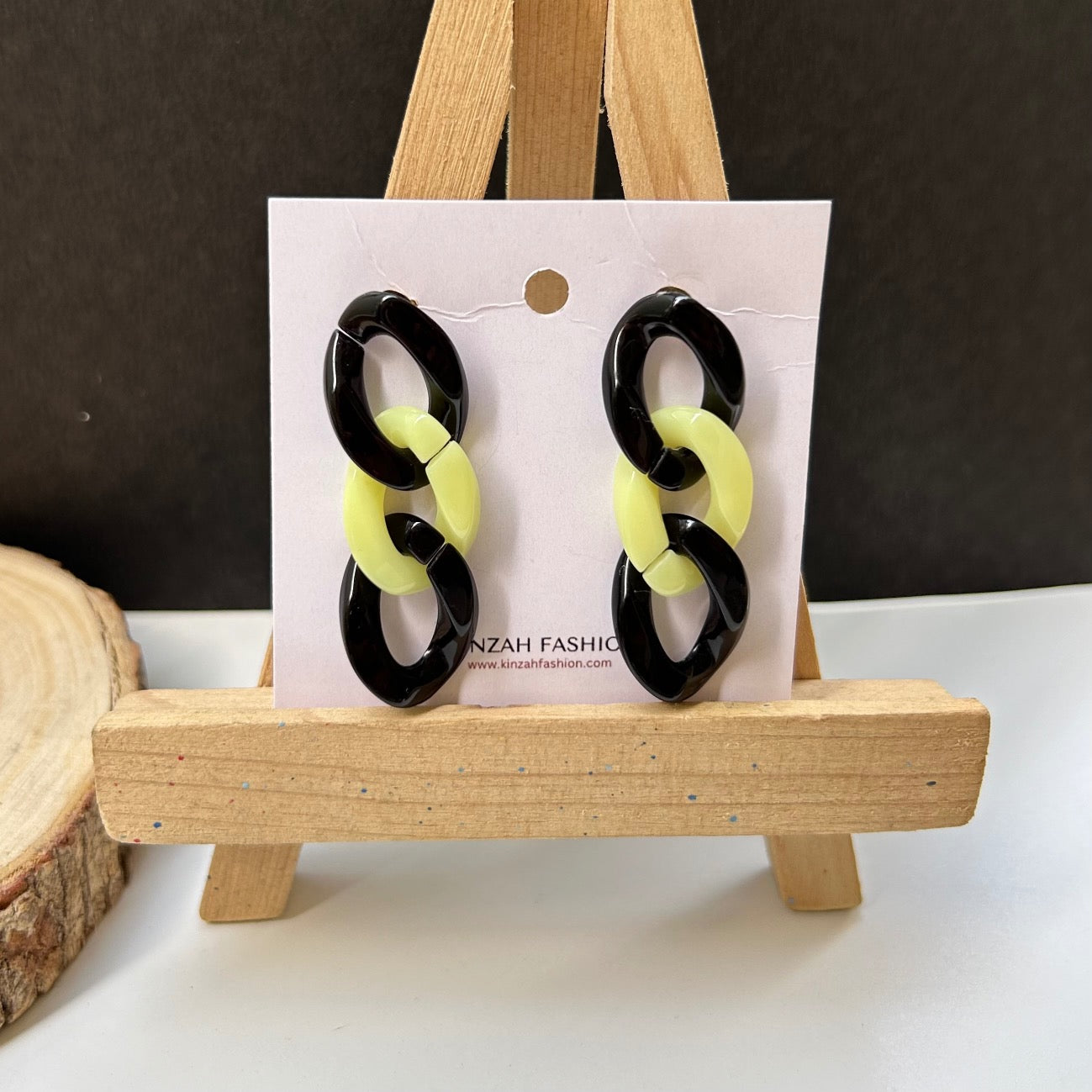 Black Lime Link Earrings