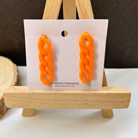 Orange Link Earrings