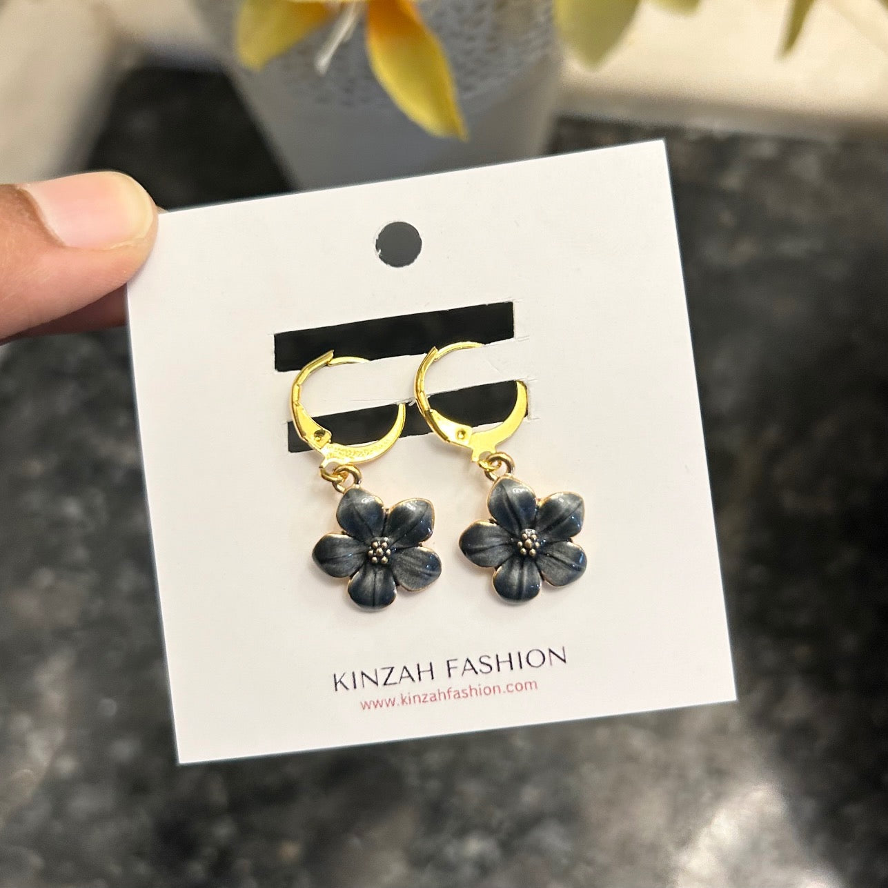 Black Flower Earrings