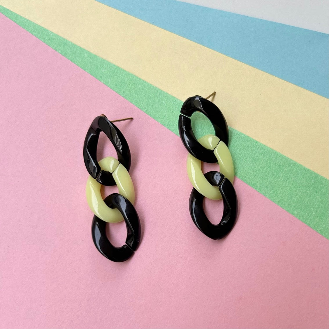 Black Lime Link Earrings