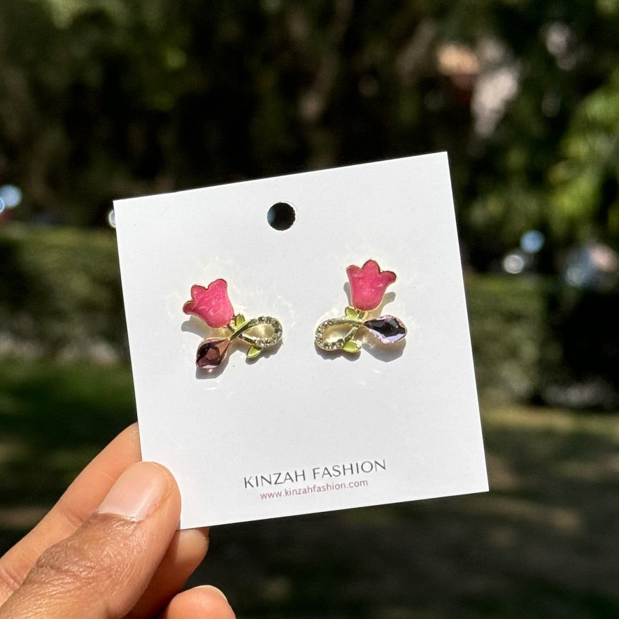 Korean Pink Tulip Earrings