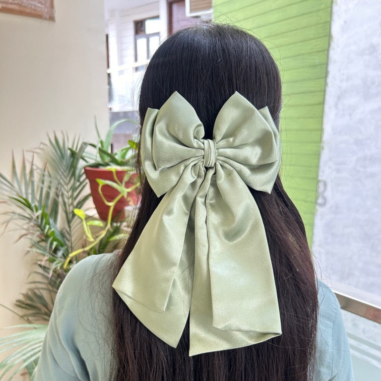 Belle Hair Bow Clip - Mint Green