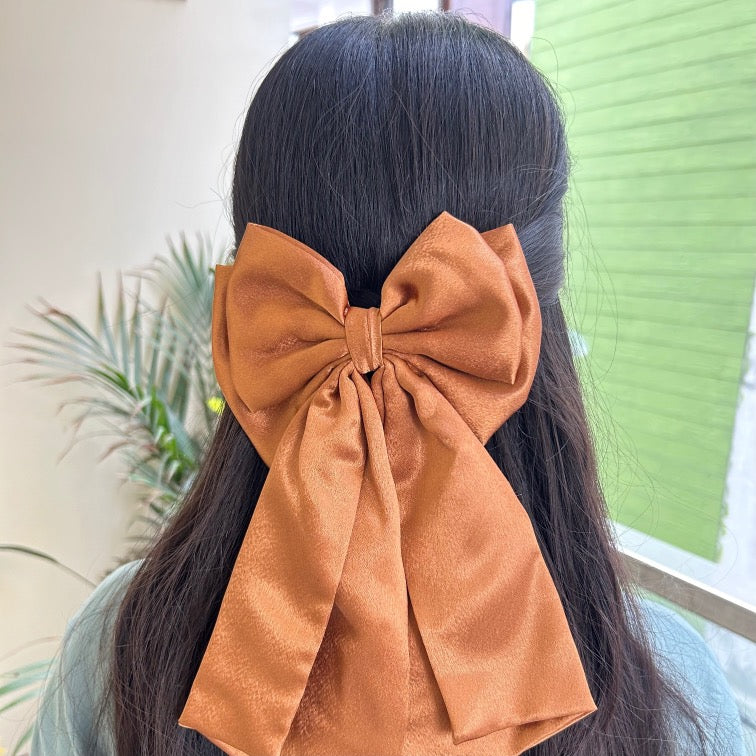 Belle Hair Bow Clip - Brown