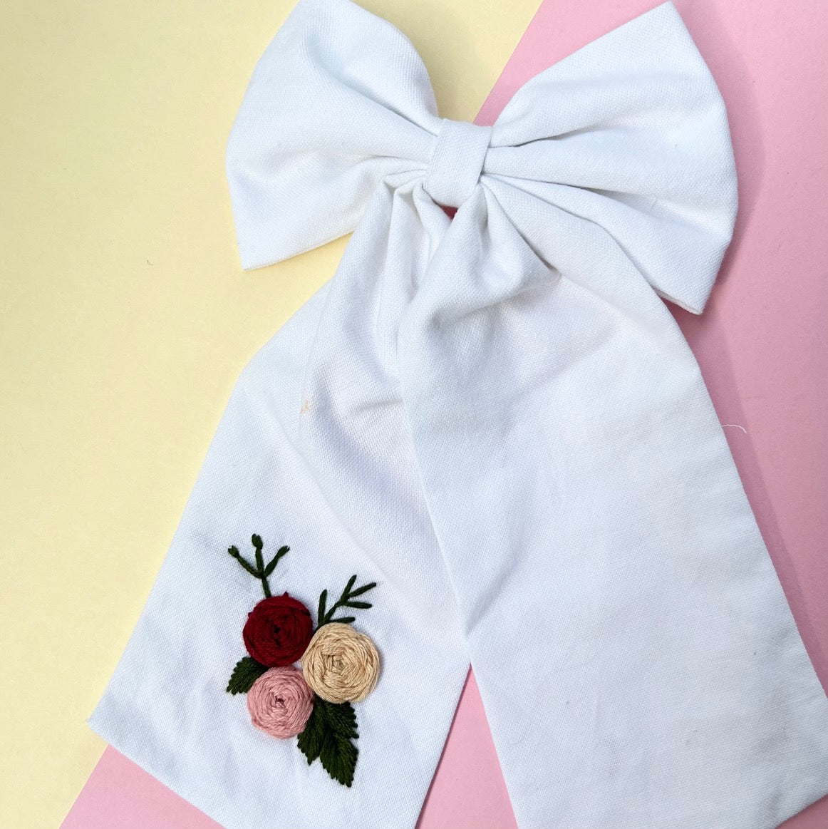 Embroidered Hair Bow Clip