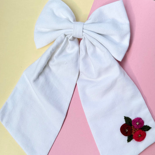 Embroidered Hair Bow Clip