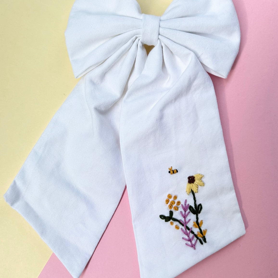 Embroidered Hair Bow Clip