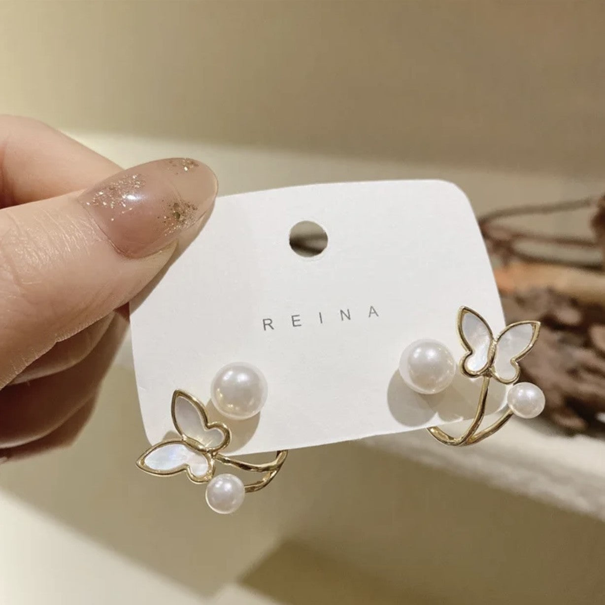 Butterfly Entwined Pearl Studs