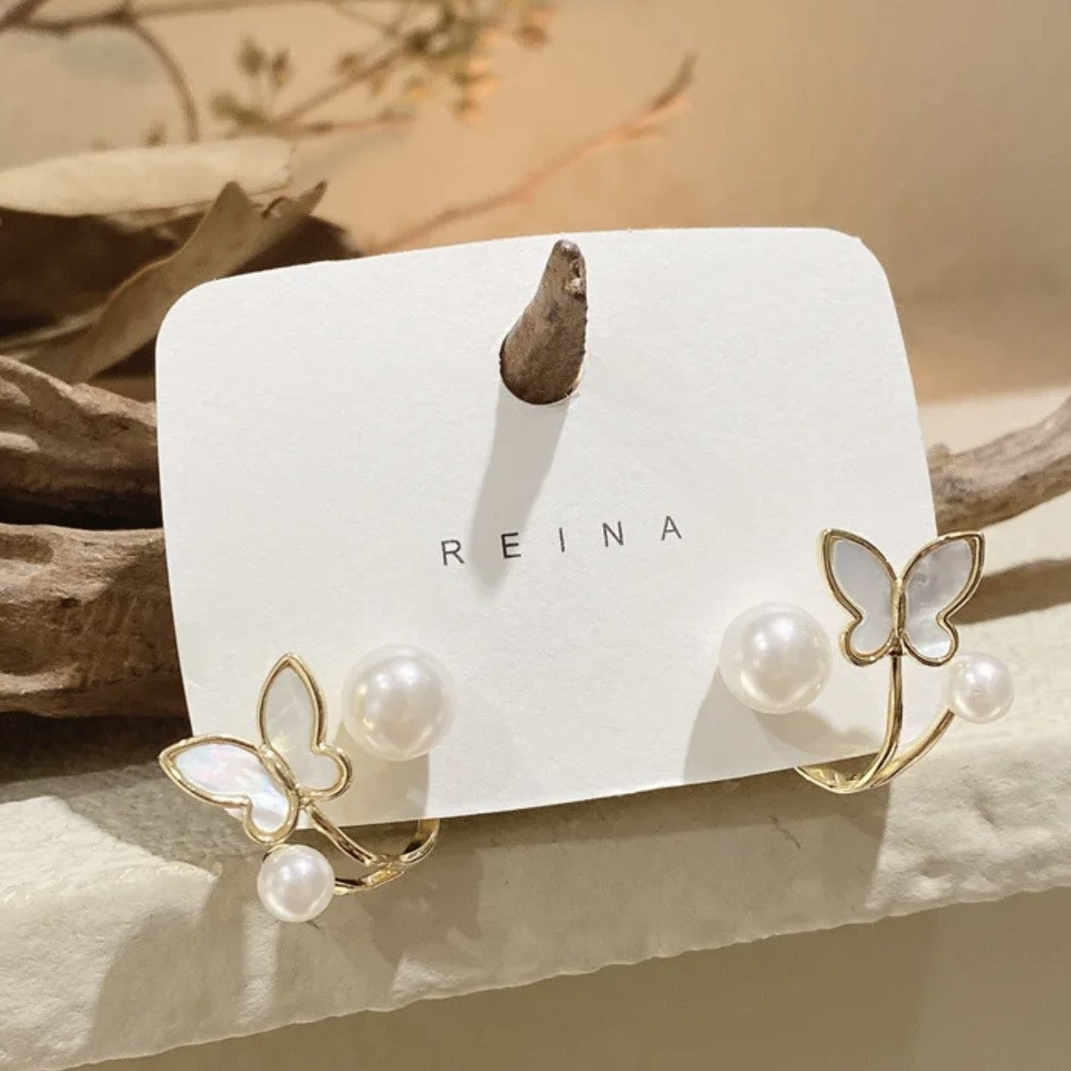 Butterfly Entwined Pearl Studs