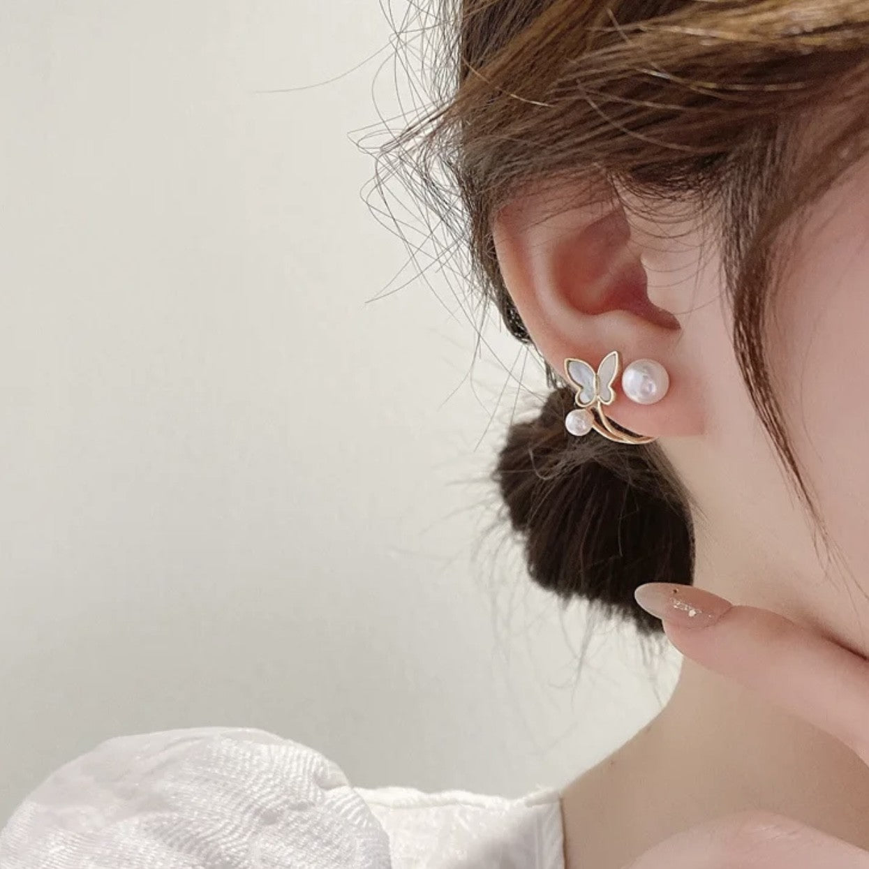 Butterfly Entwined Pearl Studs