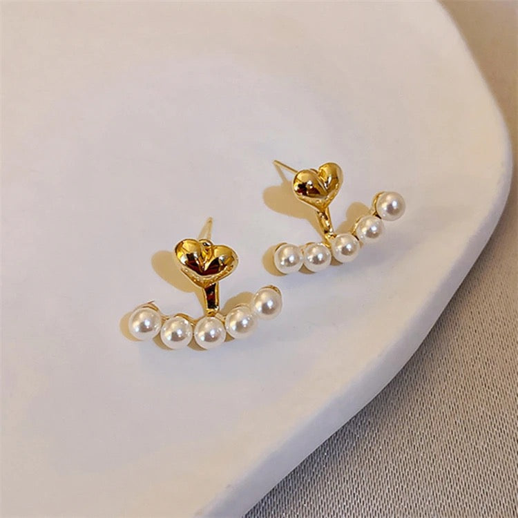 Pearl Heart Earjacket Earrings