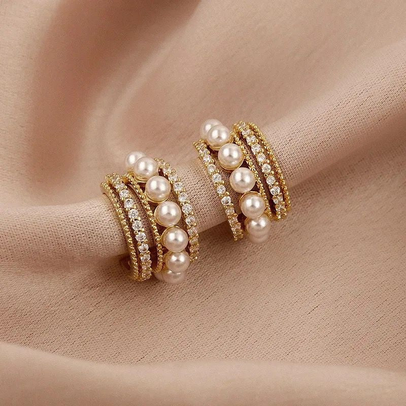 Gracious Pearl Statement Hoop Earrings