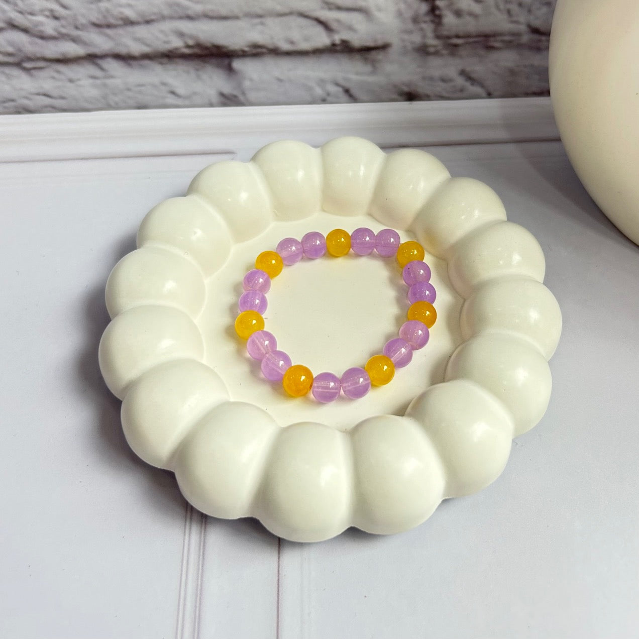 Lilac Yellow Beads Bracelet