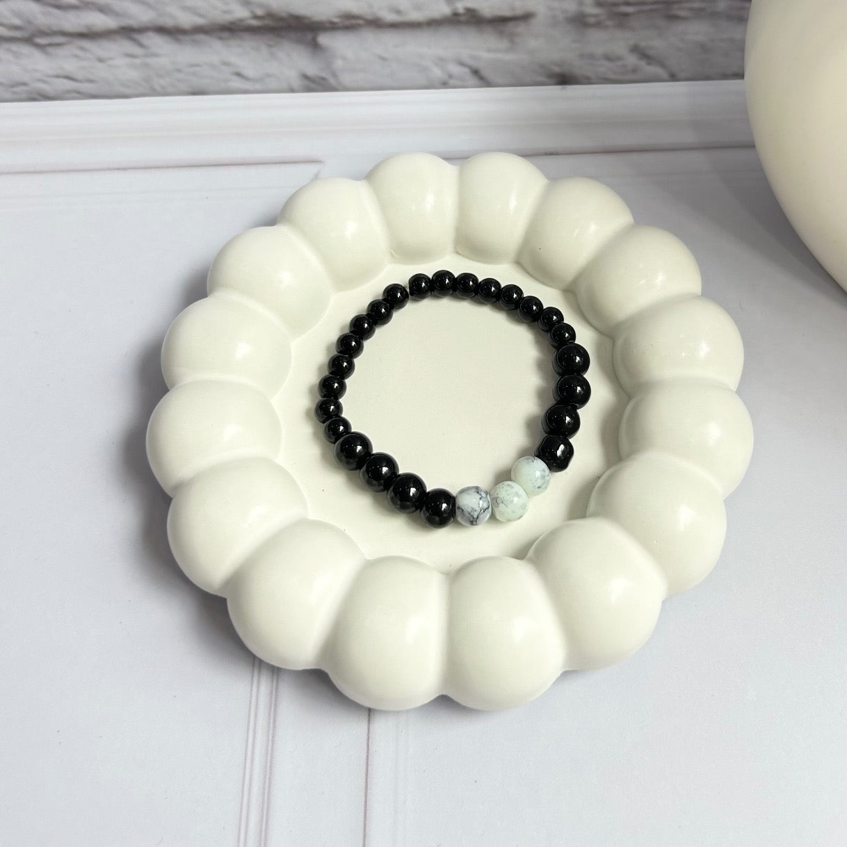 Black White Beads Bracelet