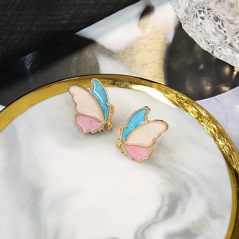 Butterfly Statement Enamelled Studs