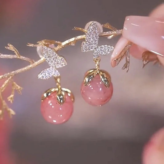 Pink Butterfly Glam Earrings