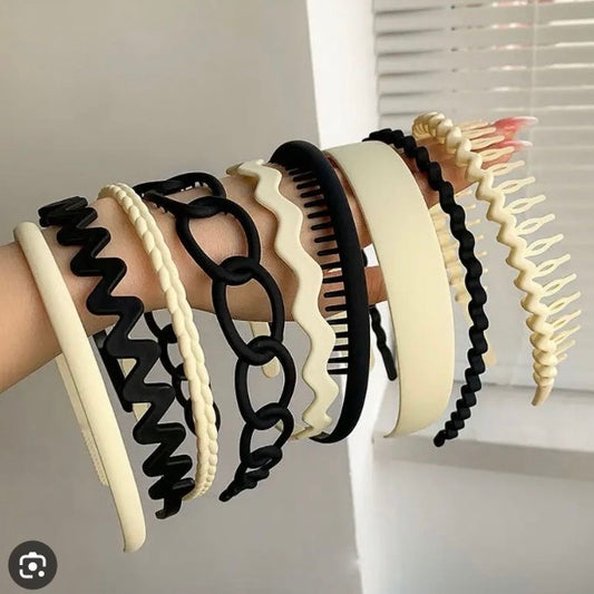 Matte Hairbands Combo - Black White