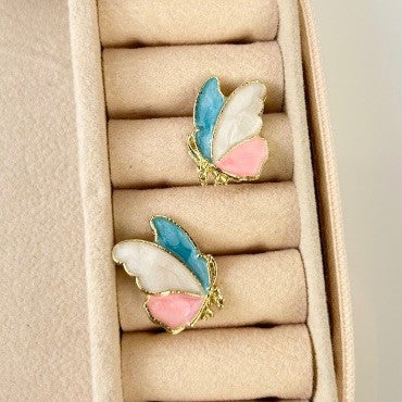 Butterfly Statement Enamelled Studs