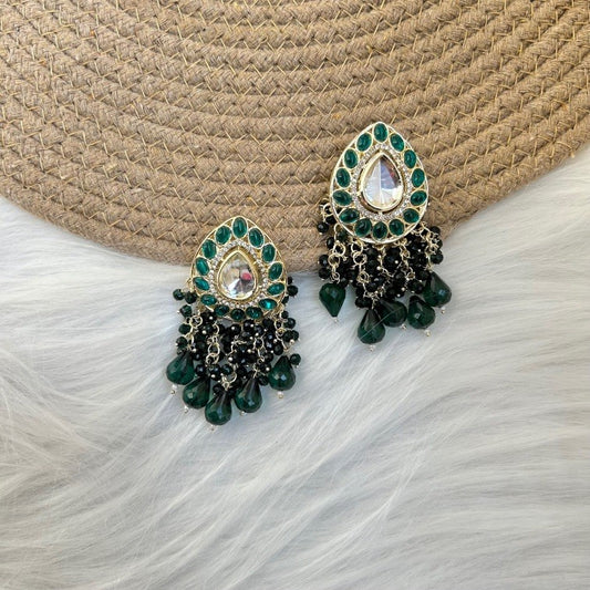 Maahi Earrings - Bottle Green