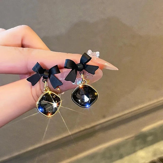 Korean Crystal Bow Earrings