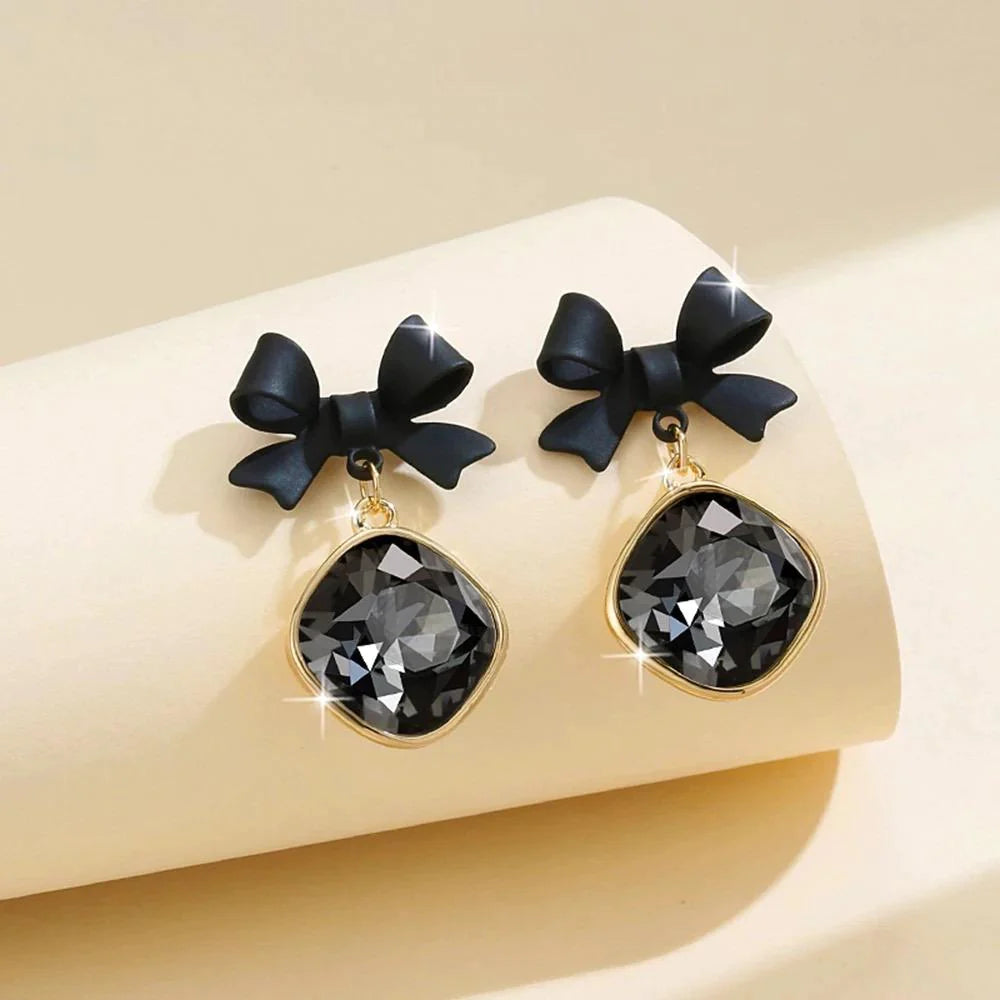 Korean Crystal Bow Earrings