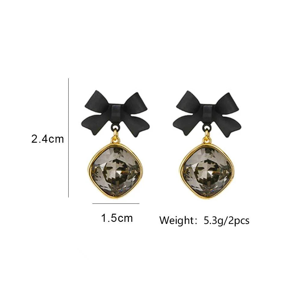 Korean Crystal Bow Earrings