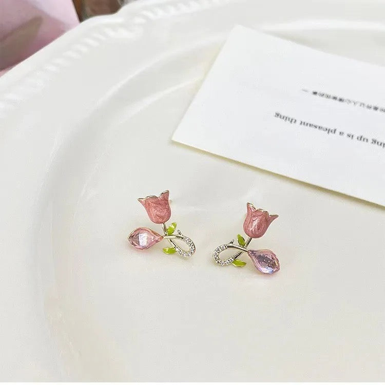 Korean Pink Tulip Earrings