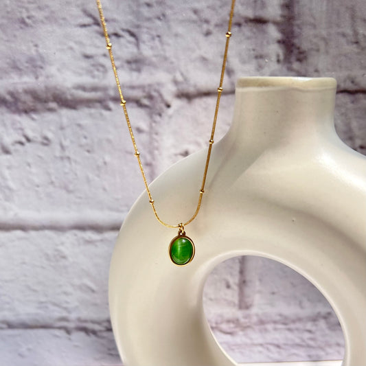 Green Drop Necklace - 18k Gold Plated