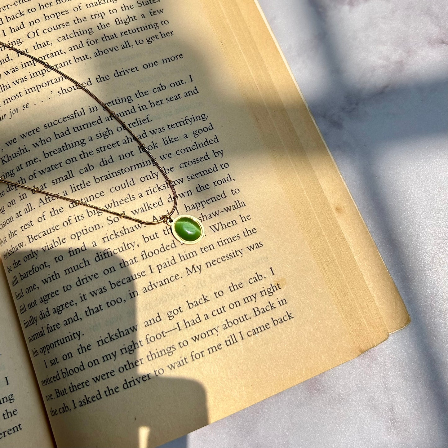 Green Drop Necklace - 18k Gold Plated