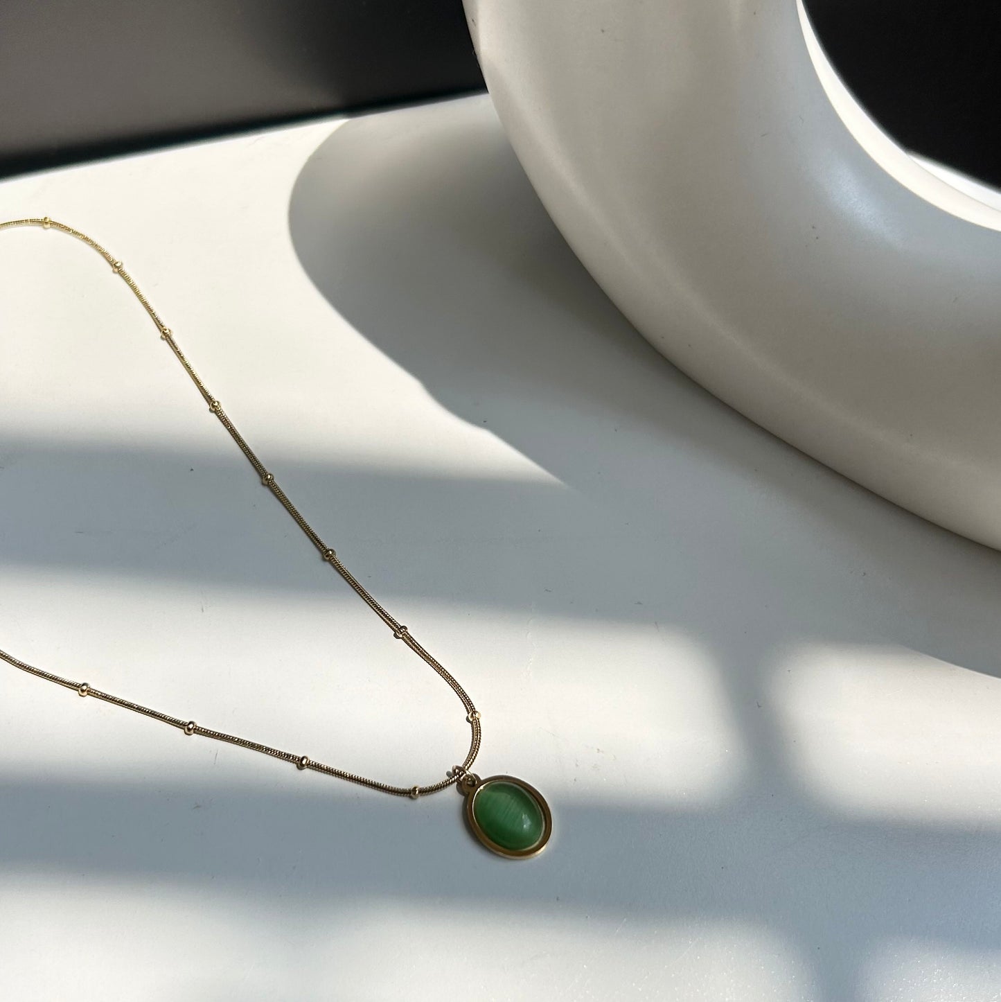 Green Drop Necklace - 18k Gold Plated