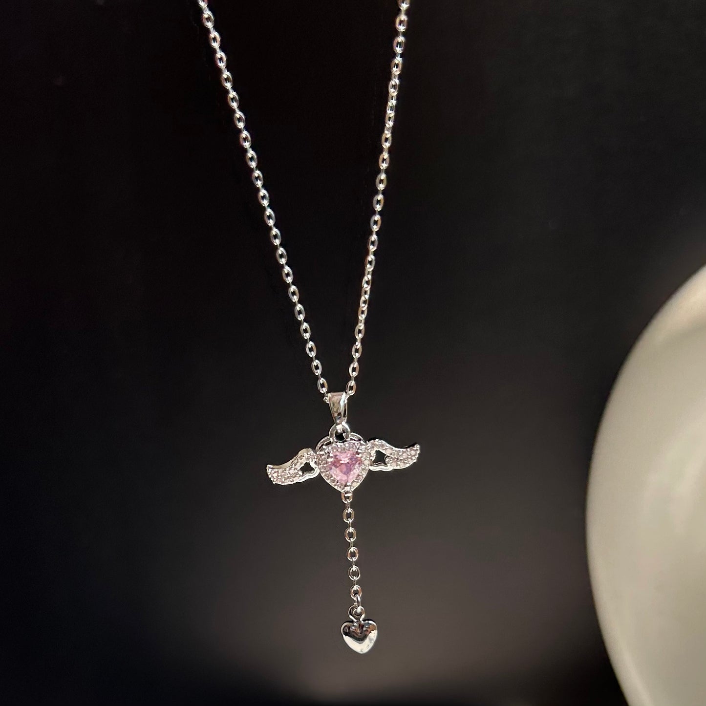 Soft Pink Angel Necklace - Stainless Steel