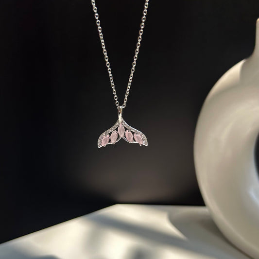 Soft Pink Mermaid Necklace - Stainless Steel