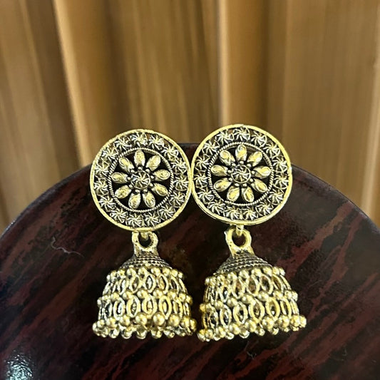 Golden Oxidised Jhumki