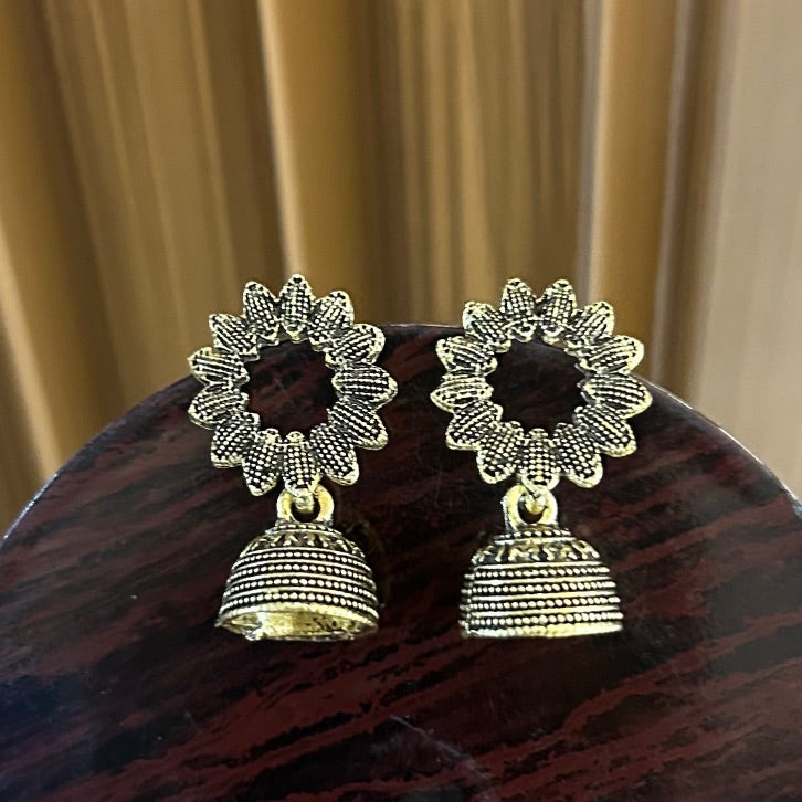 Golden Oxidised Jhumki