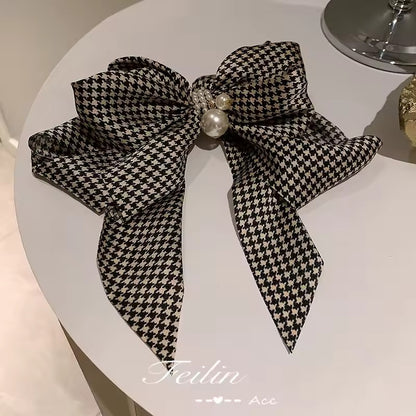 Pearl Plaid Hair Bow