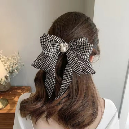 Pearl Plaid Hair Bow