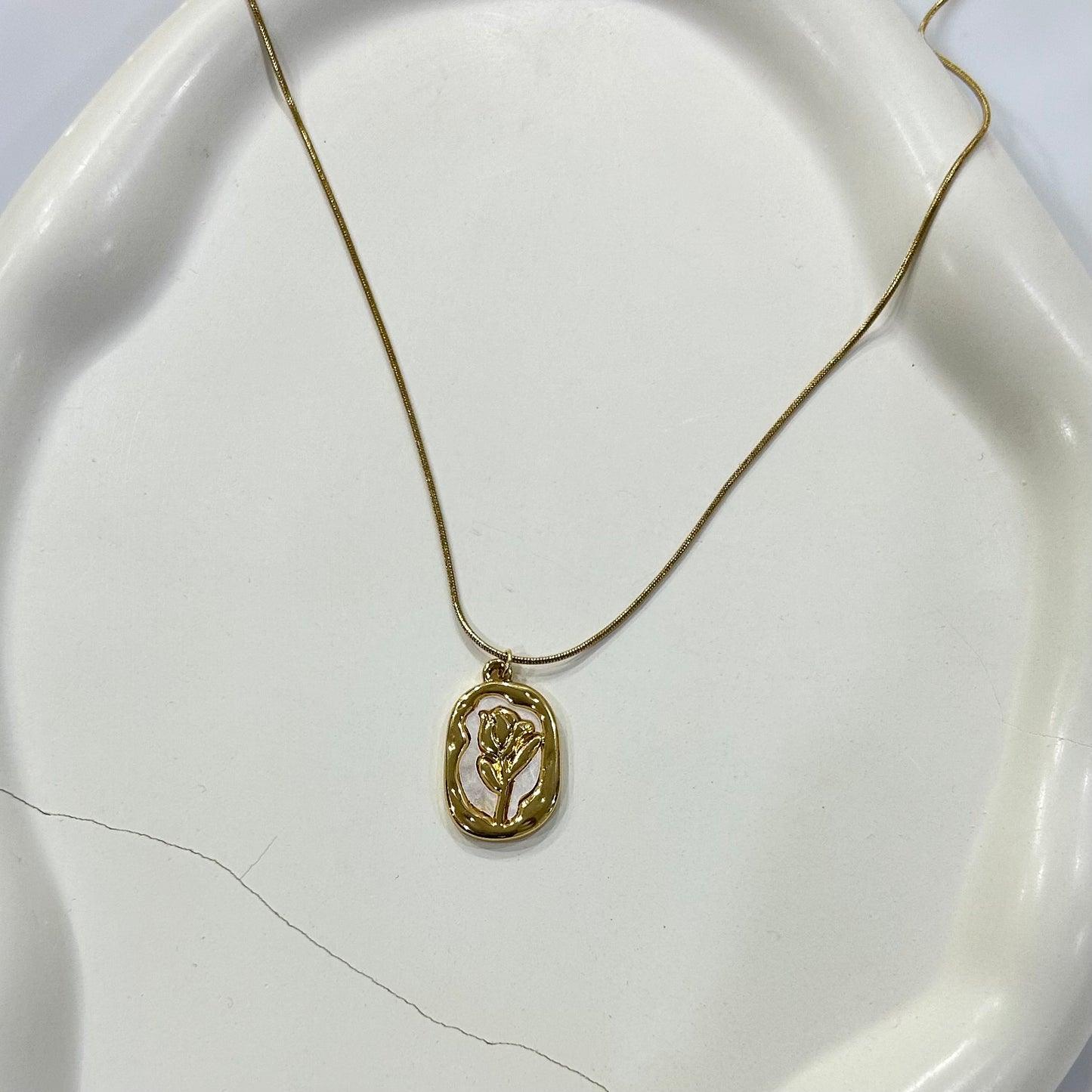 Gold Rose Coil Necklace